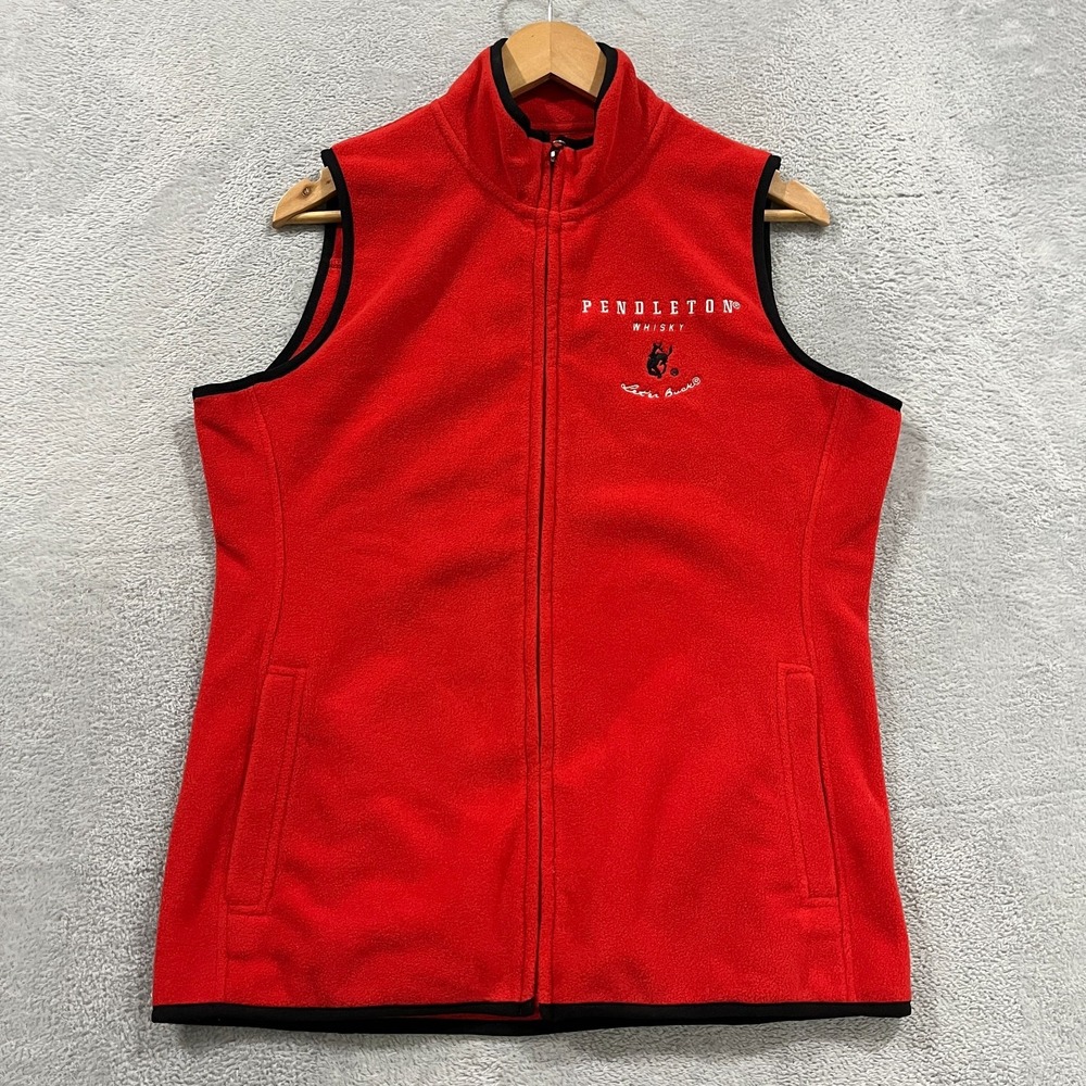 Vintage Pendleton Vest Womens Medium Whiskey Fleece Vest Full Zip Let'er Buck